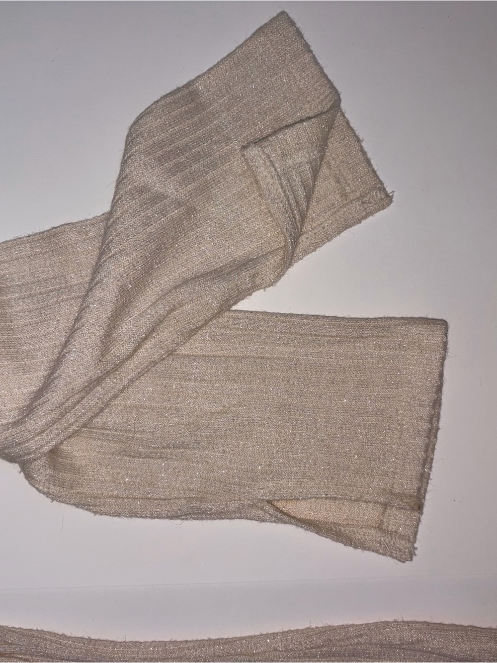 NWOT Aerie Light Beige Shimmer Ribbed Button down long sleeve - Picture 5 of 6